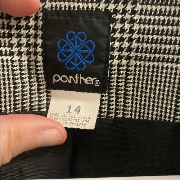 VTG Panther Grey and Black Plaid Blazer with Silver Threads-size 14 - Picture 3 of 6